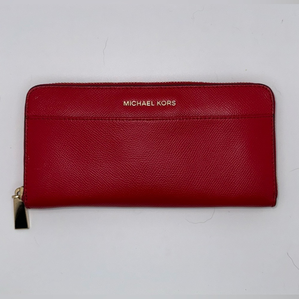 Michael Kors Jet Set Travel Leather Continental Wallet Red